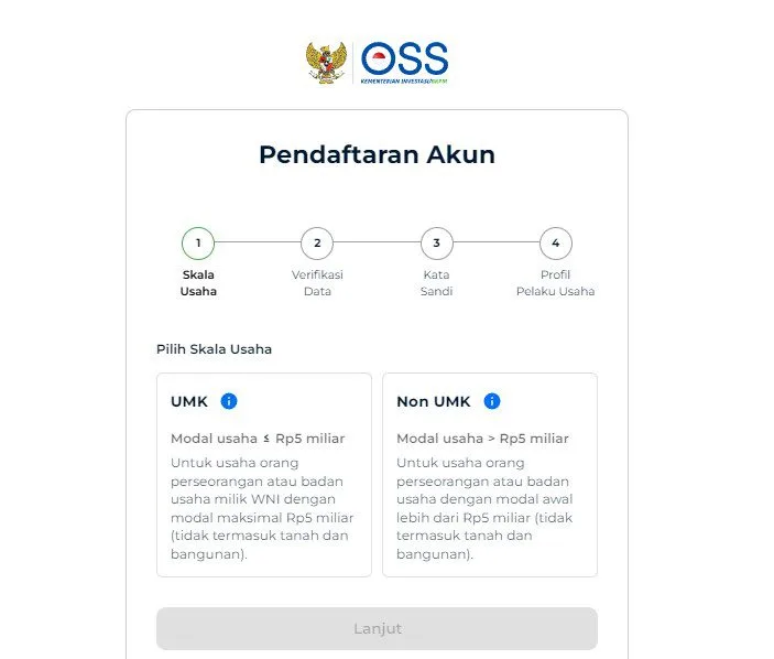 cara mendaftar akun oss