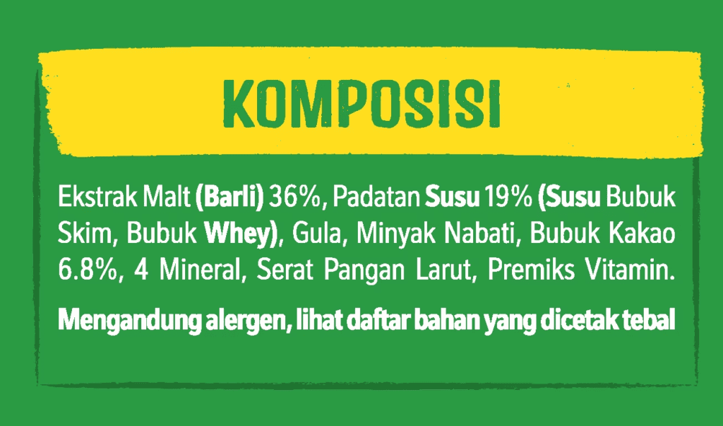 Komposisi juga harus ada pada label kemasan produk makanan olahan