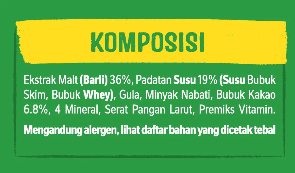 Komposisi juga harus ada pada label kemasan produk makanan olahan